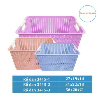 Rổ đan 3 size đa năng nhựa  – Rổ đan mây đựng đồ tiện lợi (MS: 3415-1 – 3415-2 – 3415-3) 
