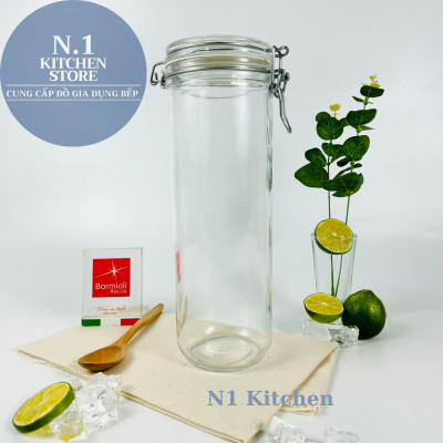 Hũ thủy tinh nắp cài kín hơi đựng mì ý Fido 1360ml - Bormioli Rocco Ý -  Hàng chính hãng