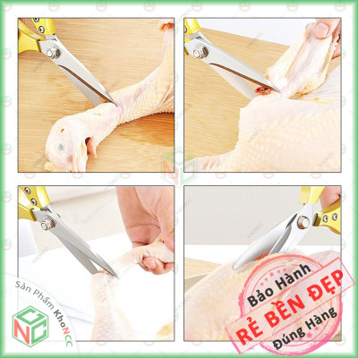 (Cắt Mượt) Kéo Làm Bếp Đa Năng Siêu Phẩm Siêu Sắc KhoNCC Hàng Chính Hãng - Kéo Cắt Gà, Cắt Vịt, Cắt Thịt, Cắt Rau Củ Quả - KLM-KCTNDN (Vàng,Bạc)