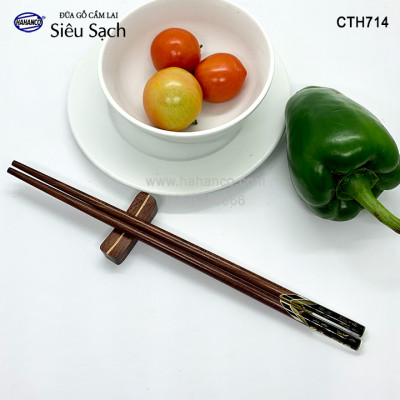 Đũa gỗ Cẩm Lai - đầu đũa cẩn 3D chìm - Rồng/Cá/Trúc (10 đôi/Hộp) CTH714 - Sang trọng trên bàn ăn