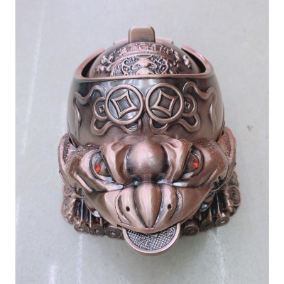 GẠT TÀN  HÌNH CON CÓC NGẬM ĐỒNG TIỀN BẰNG ĐỒNG GIẢ CỔ