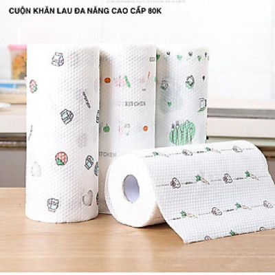 Cuộn giấy lau nhà bếp đa năng 220 tờ màu trắng siêu dai có thể giặt được