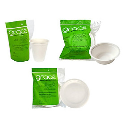 Combo Party 01 (1 gói Ly 260ml; 1 gói Dĩa 7in; 1 gói Tô 500ml) - Bao Bì Gracz Từ Bã Mía