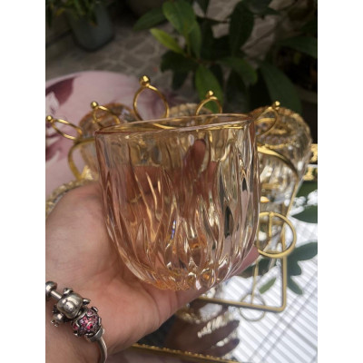 Set 6 Cốc Thuỷ Tinh Lửa Ánh Xanh Có Bình + Khay Bán Kèm Sang Trọng Tinh Tế 