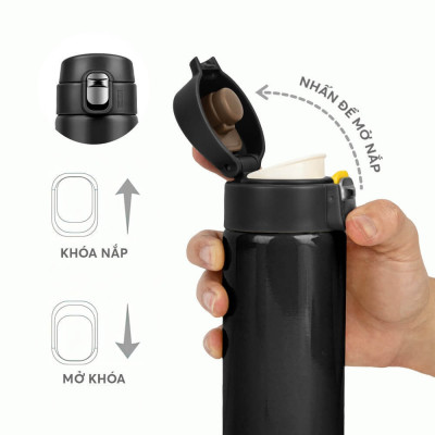 Bình Giữ Nhiệt Inox 304, Tráng bạc Elmich EL-8295 (Dung tích 500ml, Giữ Nóng 8h - Giữ Lạnh 12h) - Hàng Chính Hãng