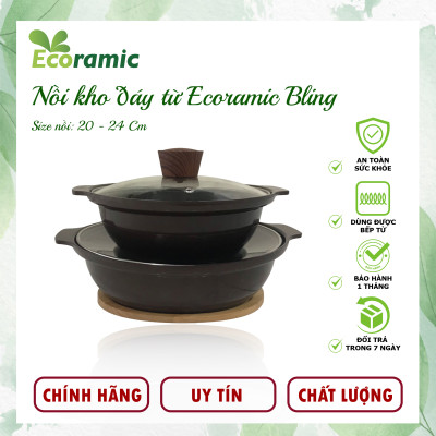 [CAO CẤP] Nồi Kho Bếp Từ Ecoramic Bling – Phủ Ceramic 6 Lớp – Đúc Nguyên Khối – Tặng Đế Lót Gỗ – Chính Hãng Ecoramic