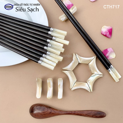 Đũa tròn gỗ trắc đầu ốc viền Bạc Super VIP (10 đôi/Hộp) dành cho giới thượng lưu (CTH717) đũa siêu sạch/an toàn cho sức khỏe