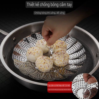 Vỉ hấp inox nồi hấp gấp gọn đa năng thông minh - dùng để hấp được tất cả các loại xoong nồi