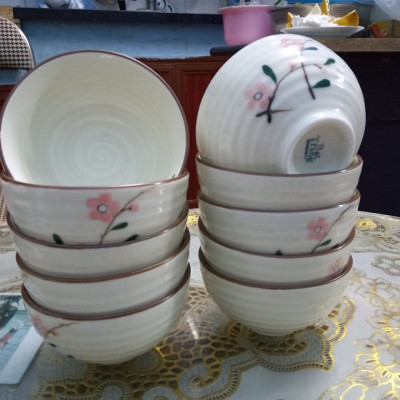bộ 10 bát ăn cơm vẽ hoa đào phai Bát Tràng