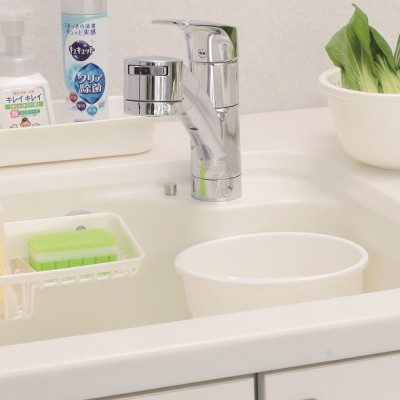 Giá để giẻ rửa bát 2 ngăn dạng lưới màu trắng Inomata nội địa Nhật Bản