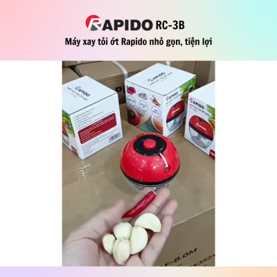 Máy xay tỏi ớt mini đa năng Rapido RC-3B/RC-2B 3 Lưỡi, 2 Lưỡi, chất liệu thép không gỉ, an toàn 180ml - Hàng chính hãng