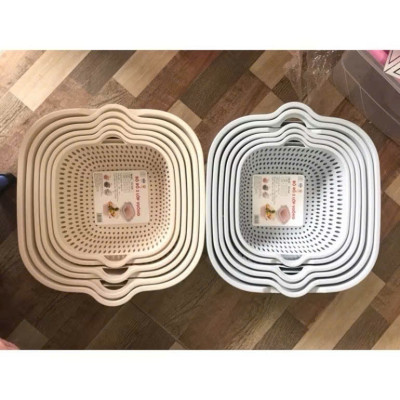 Set 6 Rổ Chậu Vuông Nhựa An Toàn - Tiện Dụng Cho Nhà Bếp Và Gia Đình - HÀNG CHÍNH HÃNG MINIIN