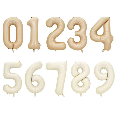 Bóng bay Chữ Số 32” 70 cm màu Trà Sữa và Kem