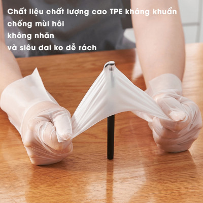 Hộp 100 Găng Tay Nấu Ăn Siêu Dai Victoria Bay Làm Bếp Siêu Dai Chất Liệu TPE Không Mùi Chống Nhăn