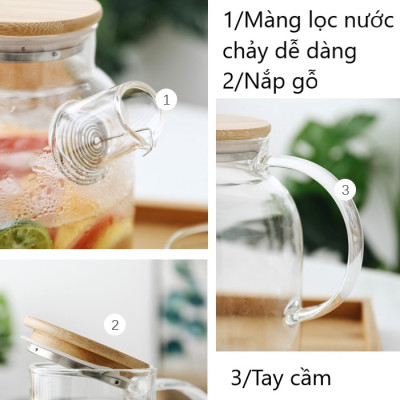 Ấm đun nước bằng thủy tinh kiểu nhật chịu nhiệt tốt-không kèm cốc