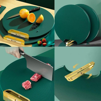 Thớt Nhựa PE Đa Năng Chống Nấm Mốc Kháng Khuẩn, Thớt Tròn Đường Kính 33cm Vệ Sinh Dễ Dàng - Tay Cầm Nhựa PP