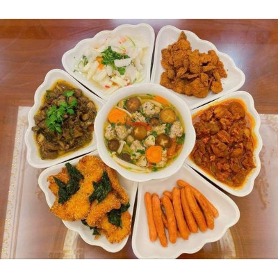 Bộ Bát Đĩa Hoa Mặt Trời 6811 Loại Bé Việt Nhật Nhựa PP Màu Trắng Dùng Để Bày Đồ Cúng