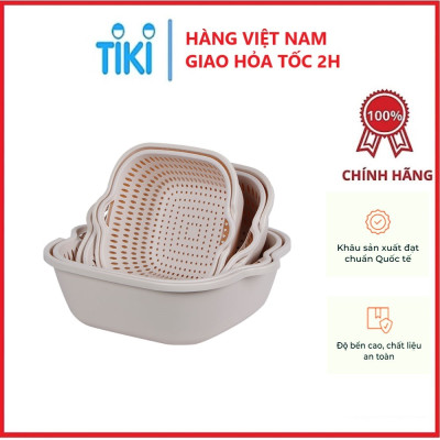 Combo Thau Rỗ 6 Món Đựng Rau Củ Quả Đa Năng Nhiều Cỡ Chất Liệu Nhựa PP Nguyên Sinh An Toàn - Hàng chính hãng