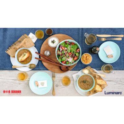 Đĩa Thủy Tinh Luminarc Diwali Light Turquoise 25cm đựng thức ăn, chịu nhiệt, cường lực - Bộ 3 đĩa - P2611