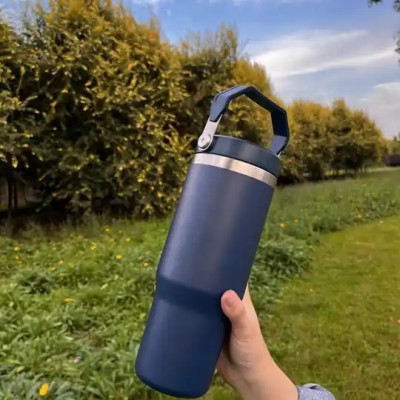 Ly Giữ Nhiệt inox 304 không gỉ sét kèm quai xách và ống hút Mishio size 600ml và 900ml - Hàng chính hãng