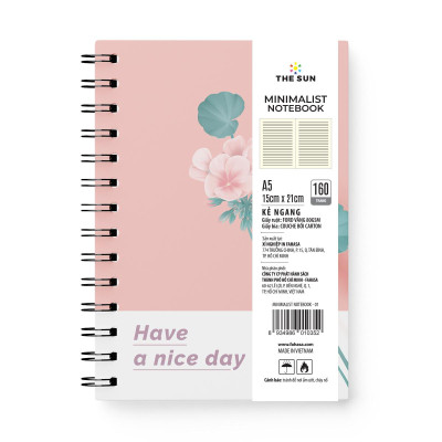 Sổ Lò Xo Bìa Cứng Minimalist A5 - Kẻ Ngang - 160 Trang 80gsm - The Sun 01