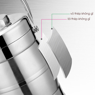  Cặp Lồng Inox 3 Tầng 1.4 - 2 Lít -Cặp Lồng  Đựng Cơm Cháo Phở Giữ Nhiệt Cao Cấp - Cà Mên Inox - Hàng Loại 1 - Chính Hãng MINIIN