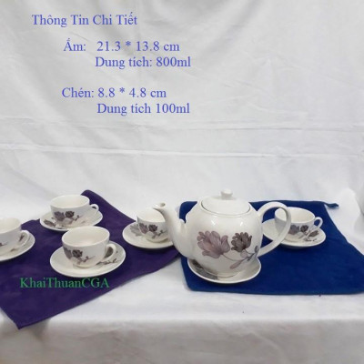 Bộ Ấm Chén Sứ Xương Leisute (Mẫu số 4)