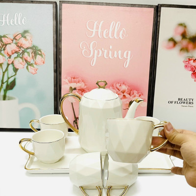 BẤM ẤM CHÉN SỨ KÈM KHAY PHA TRÀ CÀ PHÊ PHONG CÁCH HIỆN ĐẠI SANG TRỌNG - VD103