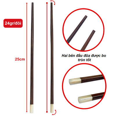 Bộ 10 đôi đũa gỗ trắc DandiHome cao cấp