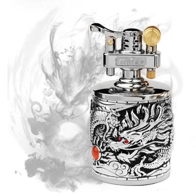 Vỏ Hột Quẹt Bật Lửa Xăng Đá Chief CF-206 Họa Tiết Rồng Cuốn Đẹp Độc Lạ - Dùng Xăng Bấc Đá Cao Cấp