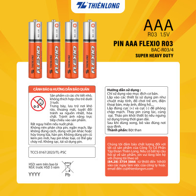 Lốc 4 Pin AAA Thiên Long Flexio BAC-R03/4