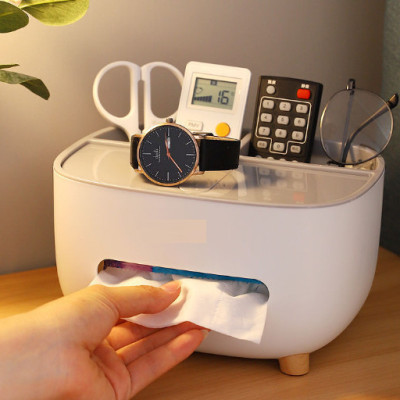Hộp đựng khăn giấy, remote, điện thoại để bàn cao cấp, Kệ lưu trữ đồ dùng đa năng siêu tiện dụng