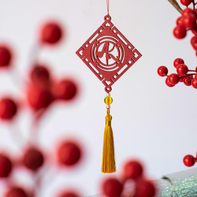 Dây treo trang trí Tết chữ AN thư pháp màu đỏ, màu vàng ( combo tiết kiệm 3 dây) phụ kiện handmade gỗ khắc hoa văn thư pháp treo mai đào