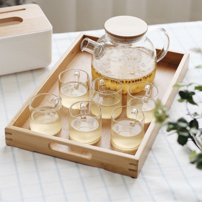 BỘ ẤM CHÉN THỦY TINH PHA TRÀ KÈM KHAY, ĐẾ CHÂM NẾN HÌNH TIM CAO ẤP CHỊU NHIỆT - VD102