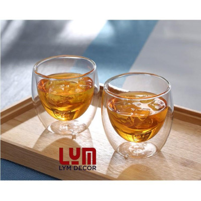 (SẴN) Combo 1 bình bầu 1.6L + 2 cốc 2 lớp 250ml, bộ bình cốc thủy tinh cao cấp, bình thủy tinh chịu nhiệt k chì