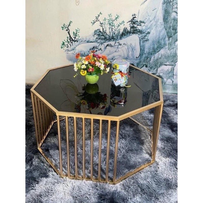 Bàn trà mặt kính lục giác BTMSF9 Tundo mặt kính cường lực cao cấp