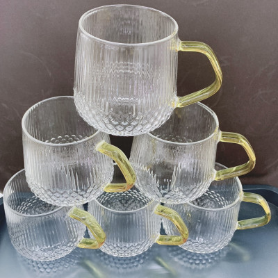 BỘ 6 CỐC THỦY TINH CHỊU NHIỆT LÊN TỚI 400 ĐỘI C QUAI VÀNG CAO CẤP CRYSTSAN 260ml - ANTH421