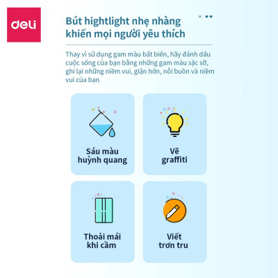  Bút dấu dòng dạ quang Deli – 6 chiếc/ hộp - S624