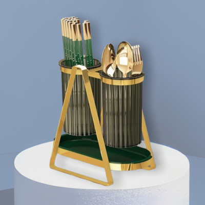 Ống Đựng Đũa Thìa Dĩa 2 Ngăn xanh cổ vịt Inox 304 Cao Cấp - Có Thể Dán Tường ( tặng chao lọc )