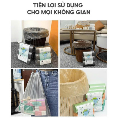 cuộn túi đựng rác có dây Top Gia PP tự huỷ sinh học thân thiện với môi trường
