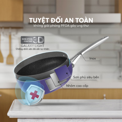 Chảo chống dính Full induction Elmich Hera EL8248 đương kính 28cm miệng chống văng dầu - Hàng chính hãng