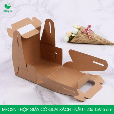 MFQ2N - 20x10x10 cm - 20 hộp giấy kraft có quai xách - Hộp đựng bánh ngọt, hộp quà tặng handmade