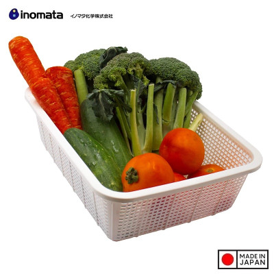 Rổ nhựa chữ nhật Inomata Simple - Màu trắng - Hàng Nội Địa Nhật Bản