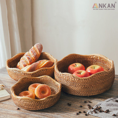 Rổ Đựng Trái Cây, Đồ Khô Chất Liệu Mây Tre Đan Thủ Công, Giỏ Đựng Đồ Decor Nhà Ăn, Phòng Khách