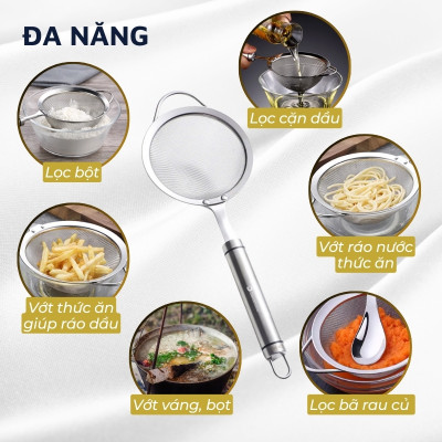 Vá lưới inox 304, muôi/muỗng vớt bọt, lọc cặn cho dầu ăn đa năng DandiHome