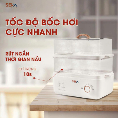 Nồi Hấp Điện 2 Tầng Đa Năng SEKA, Hấp Gà Nguyên Con Thể Tích 21 Lít, Tỏa Nhiệt Đều Giữ Nguyên Vị Dinh Dưỡng