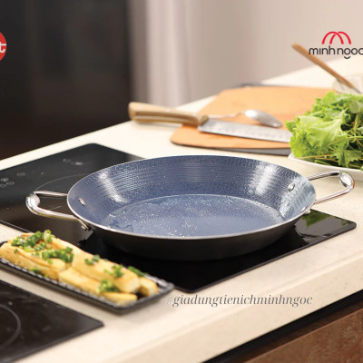 [Hàng chính hãng-iMat] Chảo đa năng iMat Hybrid Paella size đại 32cm,chống dính Ceramic lòng xanh
