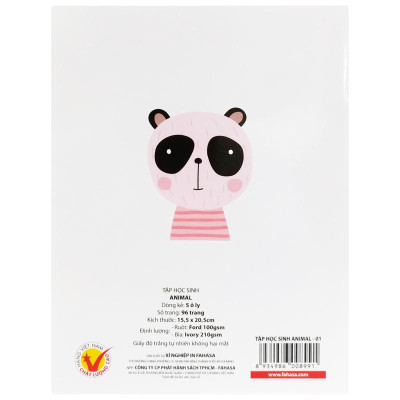 Combo 5 Tập Học Sinh Animal 5 Ô Ly 96 Trang 100gsm - FAHASA (Mẫu Bìa Giao Ngẫu Nhiên)