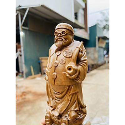 Tượng Cụ thương gia bằng gỗ bách xanh cao 20cm