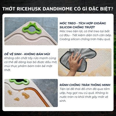 Thớt ricehusk DandiHome chống nấm mốc, an toàn sức khỏe